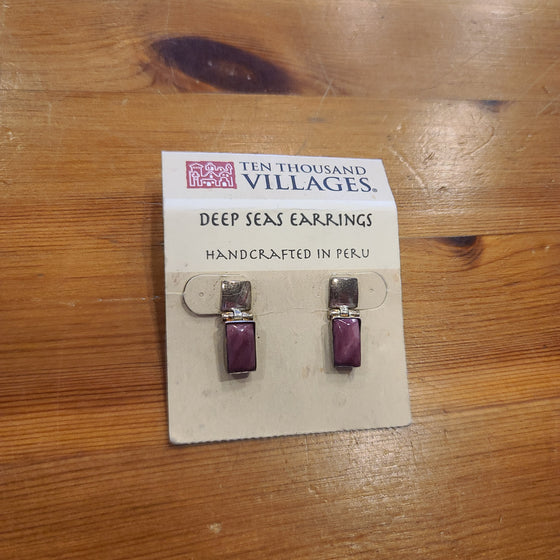 925 "Ten Thousand Villages Deep Sea Earrings" - PopRock Vintage. The cool quotes t-shirt store.