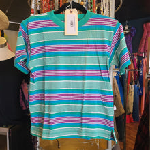  VTG Green/Blue/Pink Stripe Tee S/M - PopRock Vintage. The cool quotes t-shirt store.