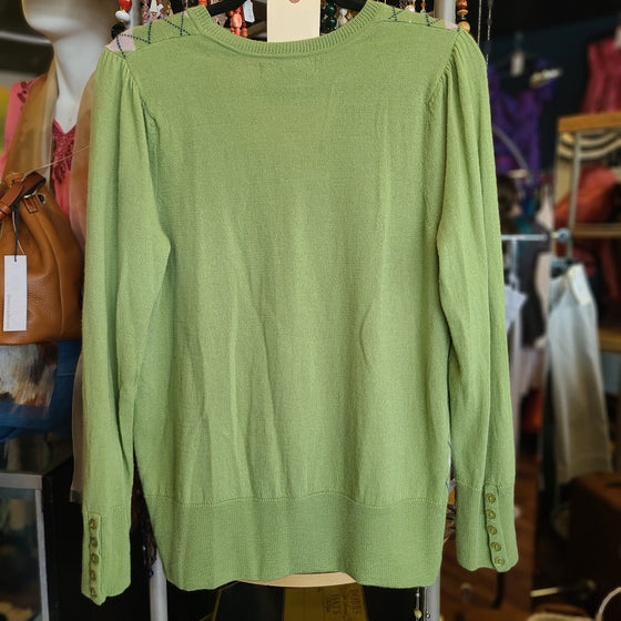 MARINA LUNA Green/Pink Argyle  Merino Wool Sweater 1X - PopRock Vintage. The cool quotes t-shirt store.