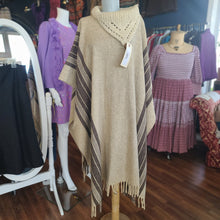  WOOL Tan/Brown Poncho - PopRock Vintage. The cool quotes t-shirt store.