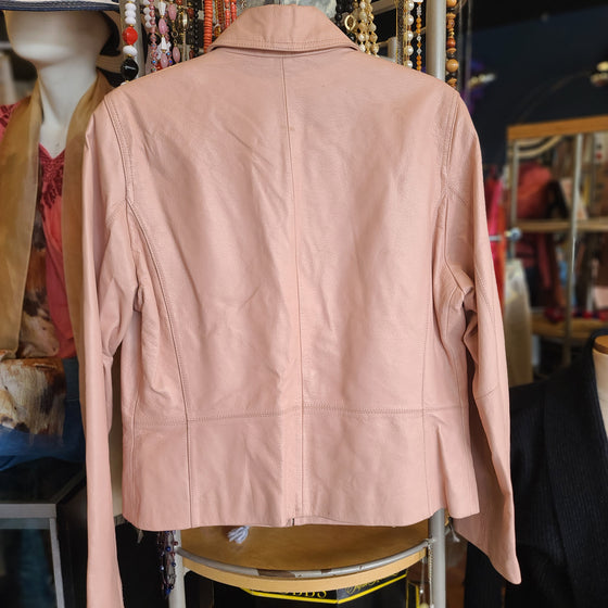 BLACK RIVET Pink 100% Leather Jacket M - PopRock Vintage. The cool quotes t-shirt store.