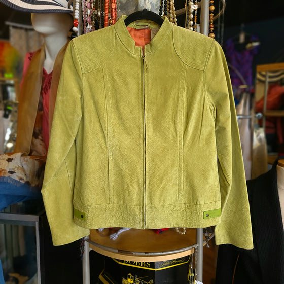 RUFFHEWN Green Genuine Leather Suede Jacket M - PopRock Vintage. The cool quotes t-shirt store.