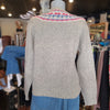 VINTAGE FILENES Taupe Sweater w. Colorful Neckline M - PopRock Vintage. The cool quotes t-shirt store.