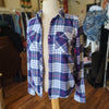 ROXY Blue/White Flannel XS - PopRock Vintage. The cool quotes t-shirt store.