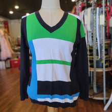  NIVO Green/Blue Color Block Top M - PopRock Vintage. The cool quotes t-shirt store.
