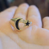 925 Sterling Silver Moon & Star Ring 7 - PopRock Vintage. The cool quotes t-shirt store.