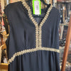VINTAGE 1960s Black/Gold Hostess Dress L/XL - PopRock Vintage. The cool quotes t-shirt store.