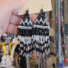 Black/White Beaded Dangle Earrings - PopRock Vintage. The cool quotes t-shirt store.