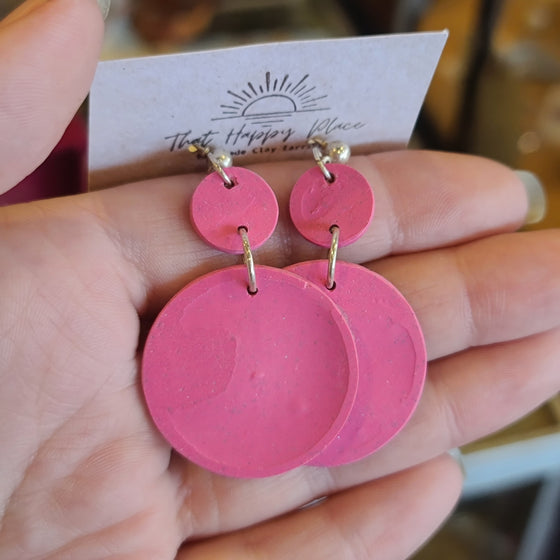 THAT HAPPY PLACE Pink Heart Drop Earrings - PopRock Vintage. The cool quotes t-shirt store.