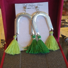  THAT HAPPY PLACE Silver & Green Tassle Earrings - PopRock Vintage. The cool quotes t-shirt store.