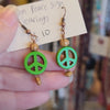 WOODEN Grewn Peace Sogn Earrings - PopRock Vintage. The cool quotes t-shirt store.