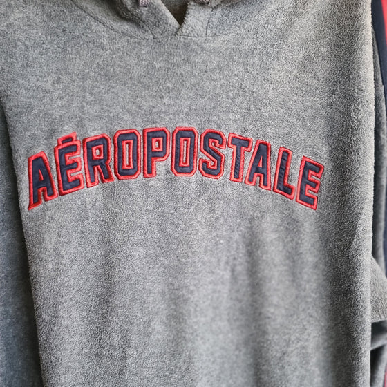 AEROPOSTAL Grey Fleece Hoodie XXL - PopRock Vintage. The cool quotes t-shirt store.