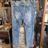 SOUTHERN STITCH Distressed Jeans W. Plaid Patches XL - PopRock Vintage. The cool quotes t-shirt store.