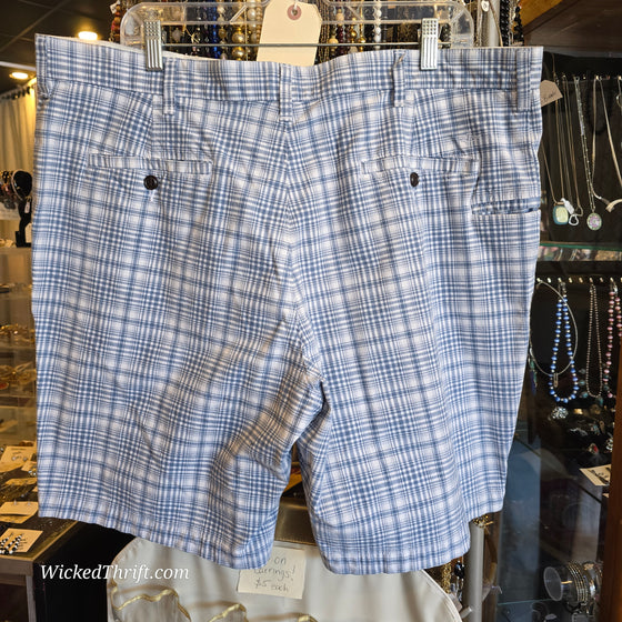 DOCKERS Blue Plaid Summer Shorts 40 - PopRock Vintage. The cool quotes t-shirt store.