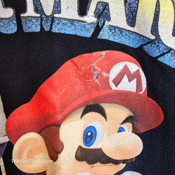 SUPER MARIO Black Tee M *AS IS* - PopRock Vintage. The cool quotes t-shirt store.