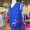 KIM ROGERS Blue Raindeer Zip Up Sweater Vest L - PopRock Vintage. The cool quotes t-shirt store.