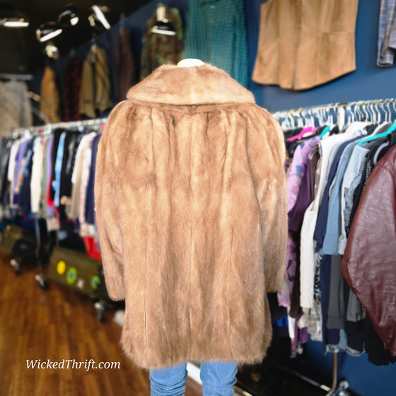 VINTAGE Light Brown Mink Short Coat - PopRock Vintage. The cool quotes t-shirt store.