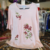 VICTORIA JONES Pink Floral Knit Top 1X - PopRock Vintage. The cool quotes t-shirt store.