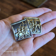  VINTAGE Silver Tone Knights Clip On Earrings - PopRock Vintage. The cool quotes t-shirt store.