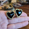 VINTAGE Black/Gold Tone Heart Clip On Earrings - PopRock Vintage. The cool quotes t-shirt store.