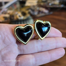  VINTAGE Black/Gold Tone Heart Clip On Earrings - PopRock Vintage. The cool quotes t-shirt store.