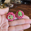 VINTAGE Green/Pink Floral Clip On Earrings - PopRock Vintage. The cool quotes t-shirt store.