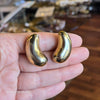 VINTAGE Gold Tone Bean Clip On Earrings - PopRock Vintage. The cool quotes t-shirt store.