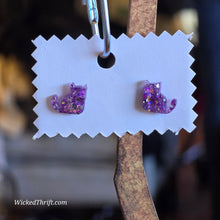  PURPLE Confetti Mini Kitty Stud Earrings - PopRock Vintage. The cool quotes t-shirt store.