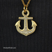  JUICY COUTURE Anchor Necklace on Long Golden Chain - PopRock Vintage. The cool quotes t-shirt store.