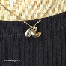  COOKIE LEE Fortune Cookie Necklace Silver Tone - PopRock Vintage. The cool quotes t-shirt store.