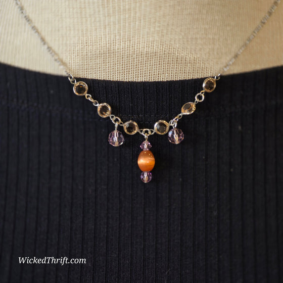 SWAROVSKI Orange/Purple Crystal Necklace - PopRock Vintage. The cool quotes t-shirt store.