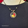 BLACK/Red/Yellow Circle Pendant on Leather Cord Necklace - PopRock Vintage. The cool quotes t-shirt store.