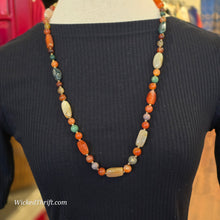  ORANGE/Tan/Blue Bead Necklace - PopRock Vintage. The cool quotes t-shirt store.