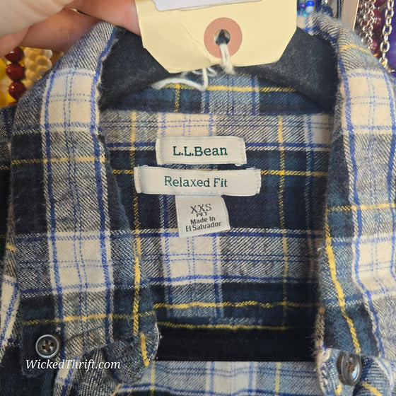 LL BEAN Green Plaid Flannel XXS