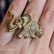  GOLDEN Rhinestone Elephant Ring - PopRock Vintage. The cool quotes t-shirt store.