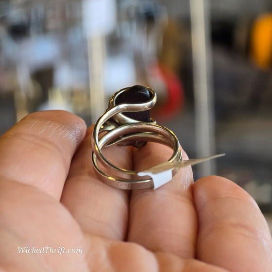 SILVERTONE Purple Sea Glass Wrapped Ring - PopRock Vintage. The cool quotes t-shirt store.