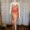 CACHE Peach Floral Full Length Dress w. Beaded Straps 2 - PopRock Vintage. The cool quotes t-shirt store.