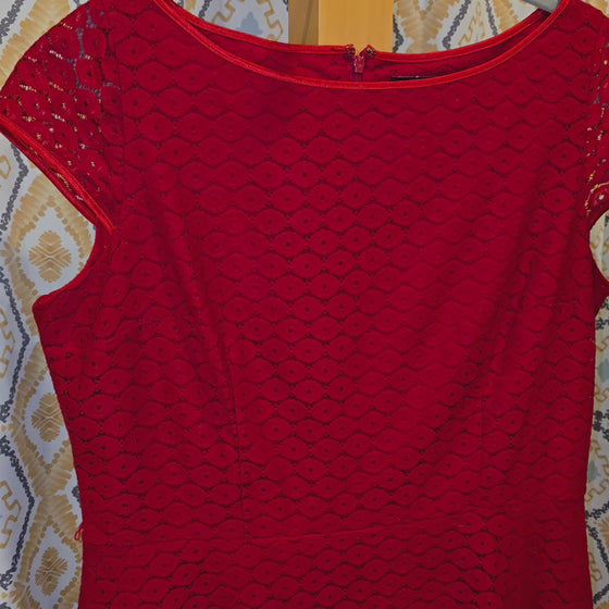 EVAN PICCONE Red Eyelit Party Dress 16 - PopRock Vintage. The cool quotes t-shirt store.