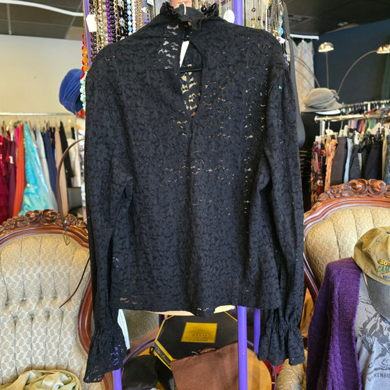 UNIQUE VINTAGE Black Sheer Lace Long Sleeve 3X