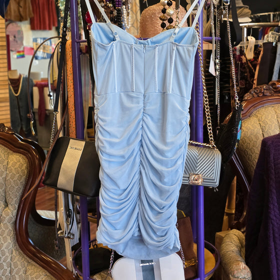 CHERI Blue Ribbed Super Fitted Dress (Cinderella?) Jr's L
