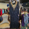 80s ALYCE DESIGNS Black/Gold Beaded/Sequin Maxi Dress