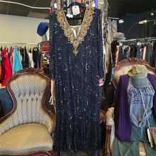  80s ALYCE DESIGNS Black/Gold Beaded/Sequin Maxi Dress