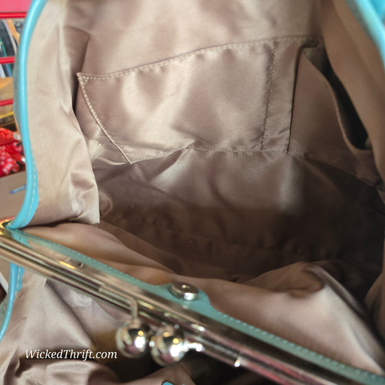 COACH Turquoise Patent Leather Kisslock Bag F15658 AS IS - PopRock Vintage. The cool quotes t-shirt store.