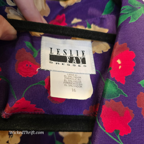 VINTAGE LESLIE FAY Purple Floral Jacket 16 - PopRock Vintage. The cool quotes t-shirt store.