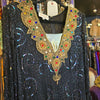 80s ALYCE DESIGNS Black/Gold Beaded/Sequin Maxi Dress