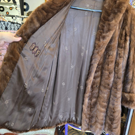 VINTAGE Brown Mink Patterned Coat