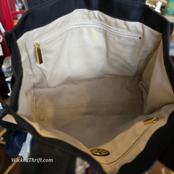 TORY BURCH Black Nylon/Patent Leather "Ella" Tote AS IS - PopRock Vintage. The cool quotes t-shirt store.