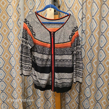  CHERI Grey/Orange Knit Zip Up Sweater XL - PopRock Vintage. The cool quotes t-shirt store.