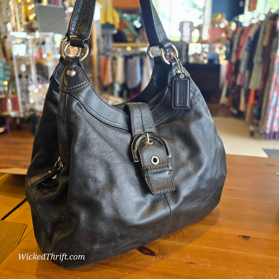 COACH Black Leather Soho Shoulder Bag #F17092 AS IS - PopRock Vintage. The cool quotes t-shirt store.