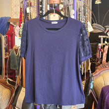  NEW CHOICE Blue Polkadot Mesh Sleeve Top XXL